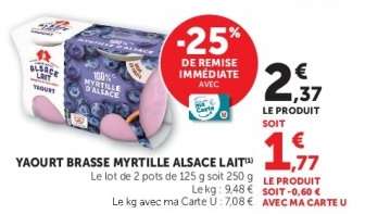 YAOURT BRASSE MYRTILLE ALSACE LAIT