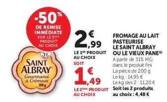 FROMAGE AU LAIT PASTEURISÉ LE SAINT ALBRAY OU LE VIEUX PANÉ