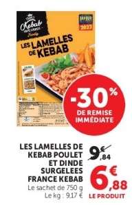LES LAMELLES DE KEBAB POULET ET DINDE SURGELEES FRANCE KEBAB