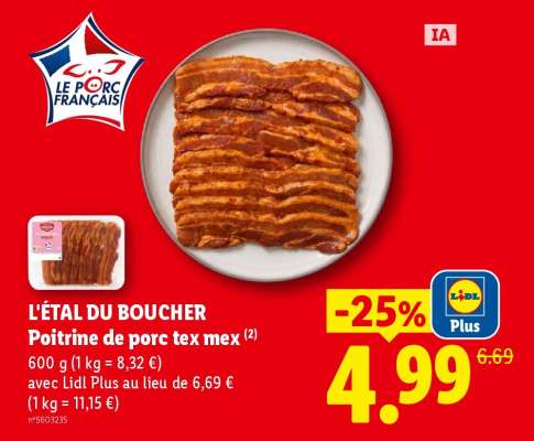 L'ÉTAL DU BOUCHER Poitrine de porc tex-mex