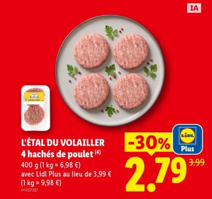 L'ÉTAL DU VOLAILLER 4 hachés de poulet