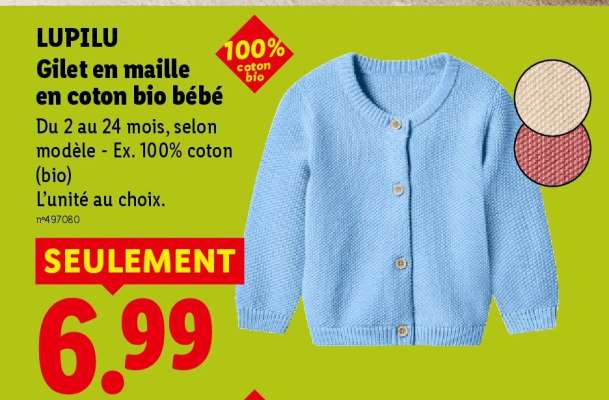 LUPILU Gilet en maille en coton bio bébé