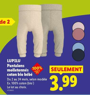 LUPILU Pantalons molletonnés coton bio bébé