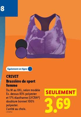 CRIVIT Brassière de sport femme