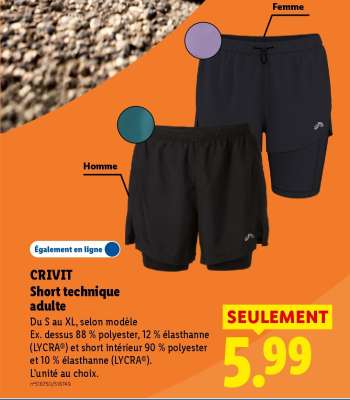 CRIVIT Short technique adulte
