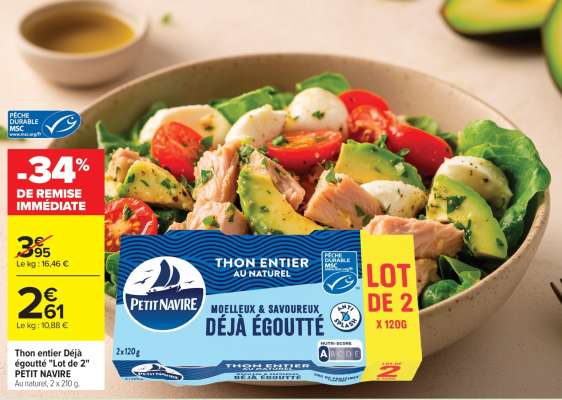 Thon entier Déjà égoutté 'Lot de 2' PETIT NAVIRE