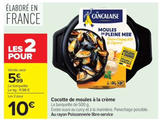 Cocotte de moules à la crème
