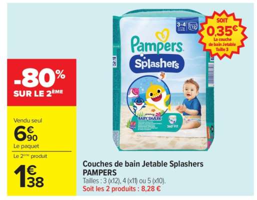 Couches de bain Jetable Splashers PAMPERS