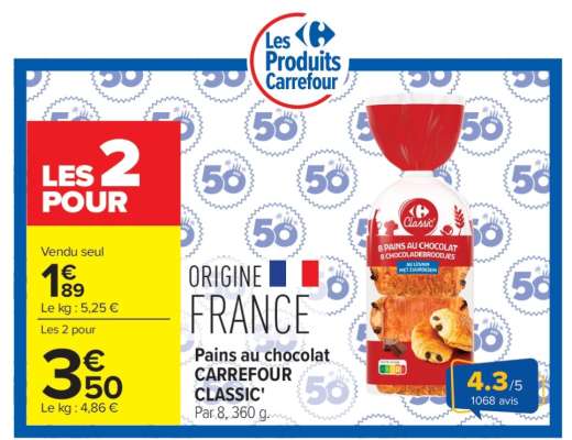 PAINS AU CHOCOLAT CARREFOUR CLASSIC'
