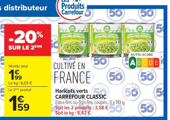 Haricots verts CARREFOUR CLASSIC'