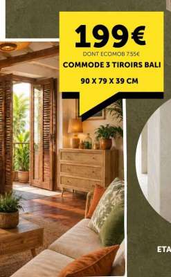 COMMODE 3 TIROIRS BALI