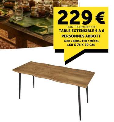 TABLE EXTENSIBLE 4 A 6 PERSONNES ABBOTT