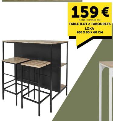 TABLE ILOT 2 TABOURETS