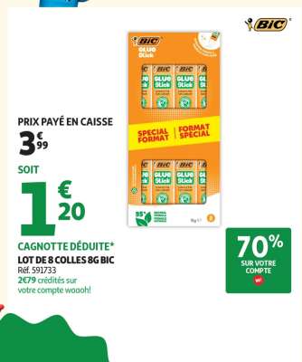 LOT DE 8 COLLES 8G BIC