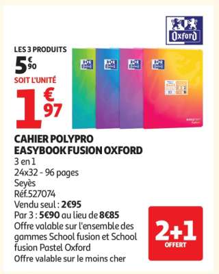 CAHIER POLYPRO EASYBOOK FUSION OXFORD