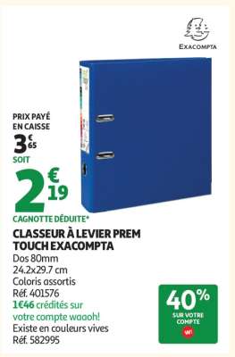 CLASSEUR À LEVIER PREM'TOUCH EXACOMPTA