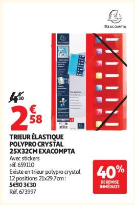 TRIEUR ÉLASTIQUE POLYPRO CRYSTAL 25X32CM EXACOMPTA