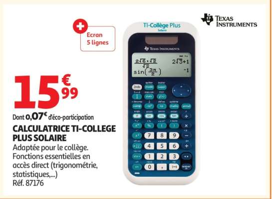 CALCULATRICE TI-COLLEGE PLUS SOLAIRE