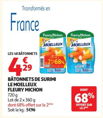 Bâtonnets De Surimi Le Moelleux Fleury Michon