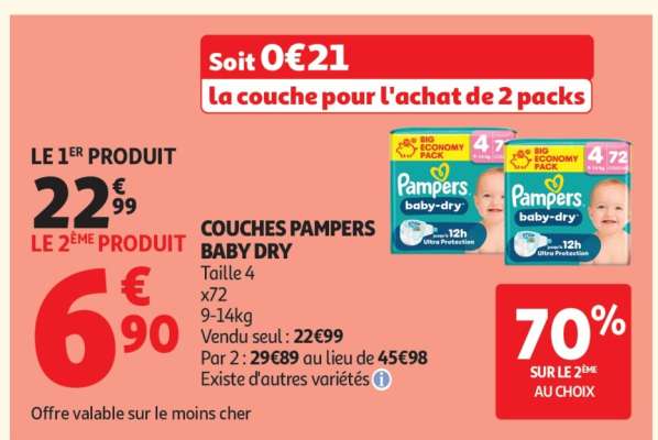 Couches PAMPERS Baby Dry