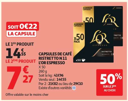 CAPSULES DE CAFÉ RISTRETTO N 11 L'OR ESPRESSO