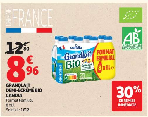 GRANDLAIT DEMI-ÉCRÉMÉ BIO CANDIA