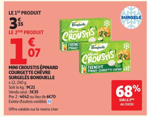MINI CROUSTIS ÉPINARD COURGETTE CHÈVRE SURGELÉS BONDUELLE