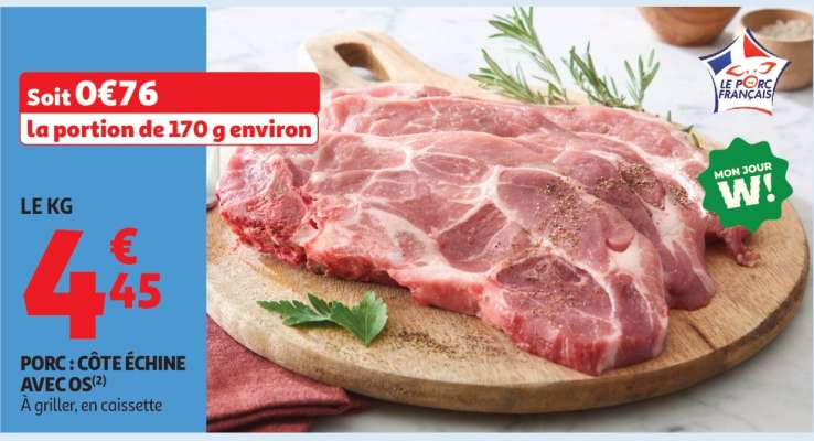 Porc : Côte Échine Avec Os