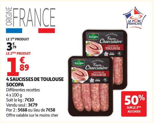 4 Saucisses De Toulouse Socopa