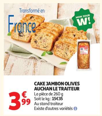 Cake Jambon Olives Auchan Le Traiteur