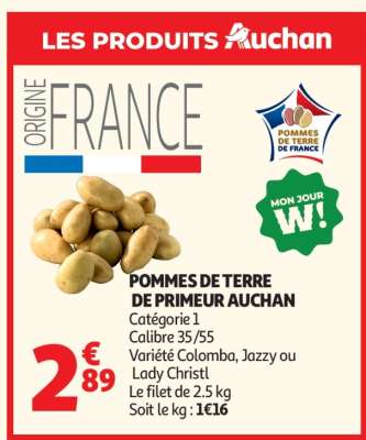 POMMES DE TERRE DE PRIMEUR AUCHAN