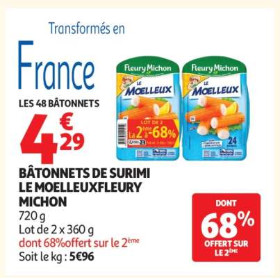 Bâtonnets De Surimi Le Moelleux Fleury Michon