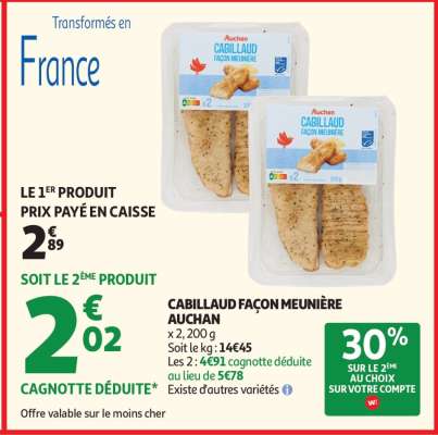 Cabillaud Façon Meunière Auchan