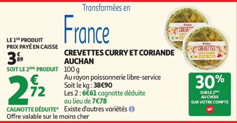 CREVETTES CURRY ET CORIANDE AUCHAN