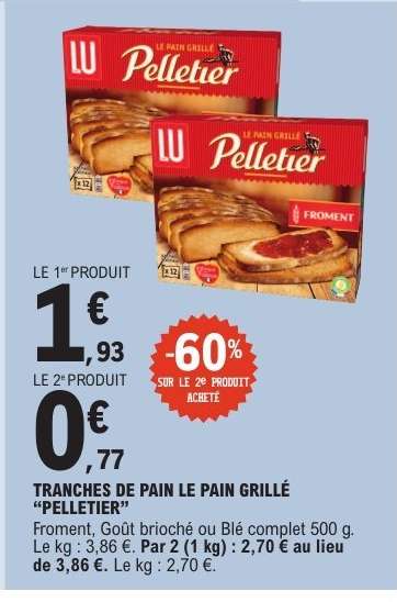 TRANCHES DE PAIN LE PAIN GRILLÉ “PELLETIER”