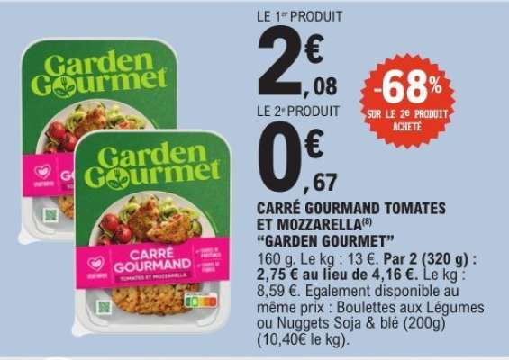 CARRÉ GOURMAND TOMATES ET MOZZARELLA “GARDEN GOURMET”