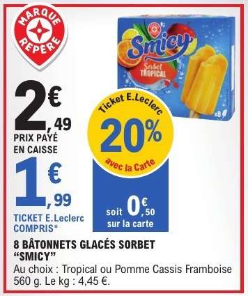 8 BÂTONNETS GLACÉS SORBET “SMICY”
