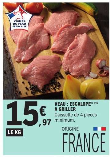 Veau : escalope*** à griller
