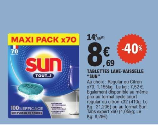 Tablettes Lave-Vaisselle SUN