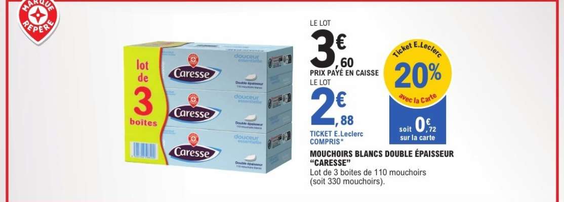 Mouchoirs Blancs Double Épaisseur 'Caresse'