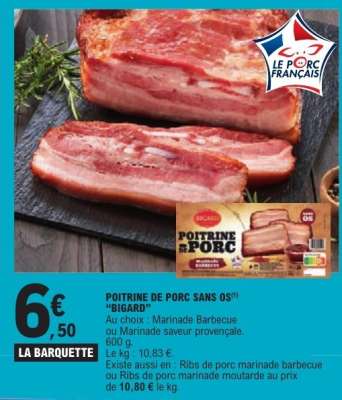 POITRINE DE PORC SANS OS BIGARD