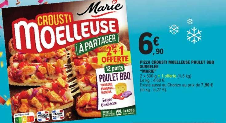 PIZZA CROUSTI MOELLEUSE POULET BBQ SURGELÉE “MARIE”