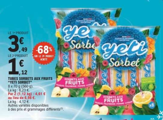 Tubes Sorbets aux Fruits 'Yeti Sorbet'