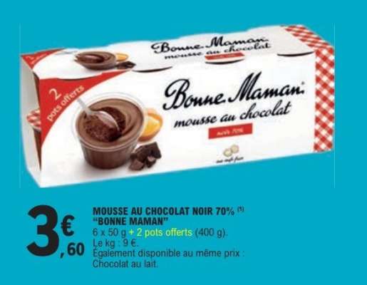MOUSSE AU CHOCOLAT NOIR 70% "BONNE MAMAN"