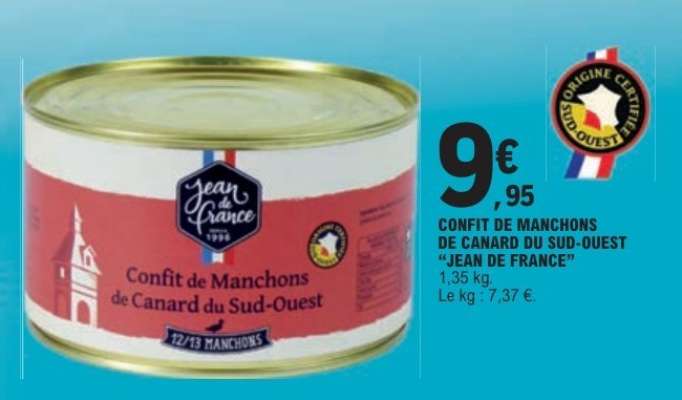 CONFIT DE MANCHONS DE CANARD DU SUD-OUEST “JEAN DE FRANCE”