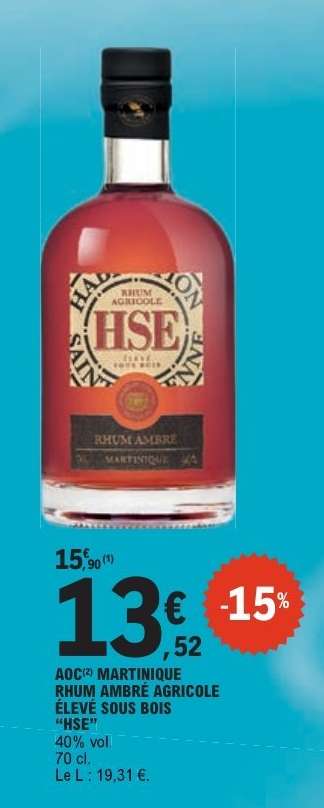 AOC MARTINIQUE RHUM AMBRÉ AGRICOLE ÉLEVÉ SOUS BOIS "HSE"