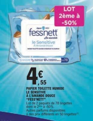 PAPIER TOILETTE HUMIDE LE SENSITIVE À L’AMANDE DOUCE “FESS’NETT”