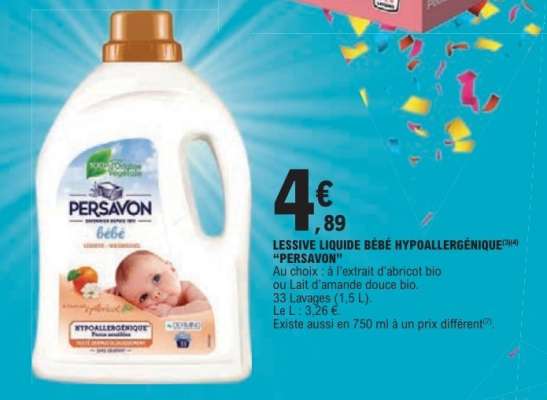 LESSIVE LIQUIDE BÉBÉ HYPOALLERGÉNIQUE “PERSAVON”