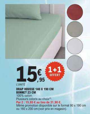 Drap Housse 140 x 190 cm Bonnet 23 cm