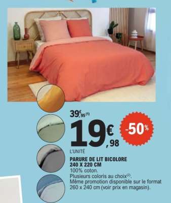PARURE DE LIT BICOLORE 240 X 220 CM
